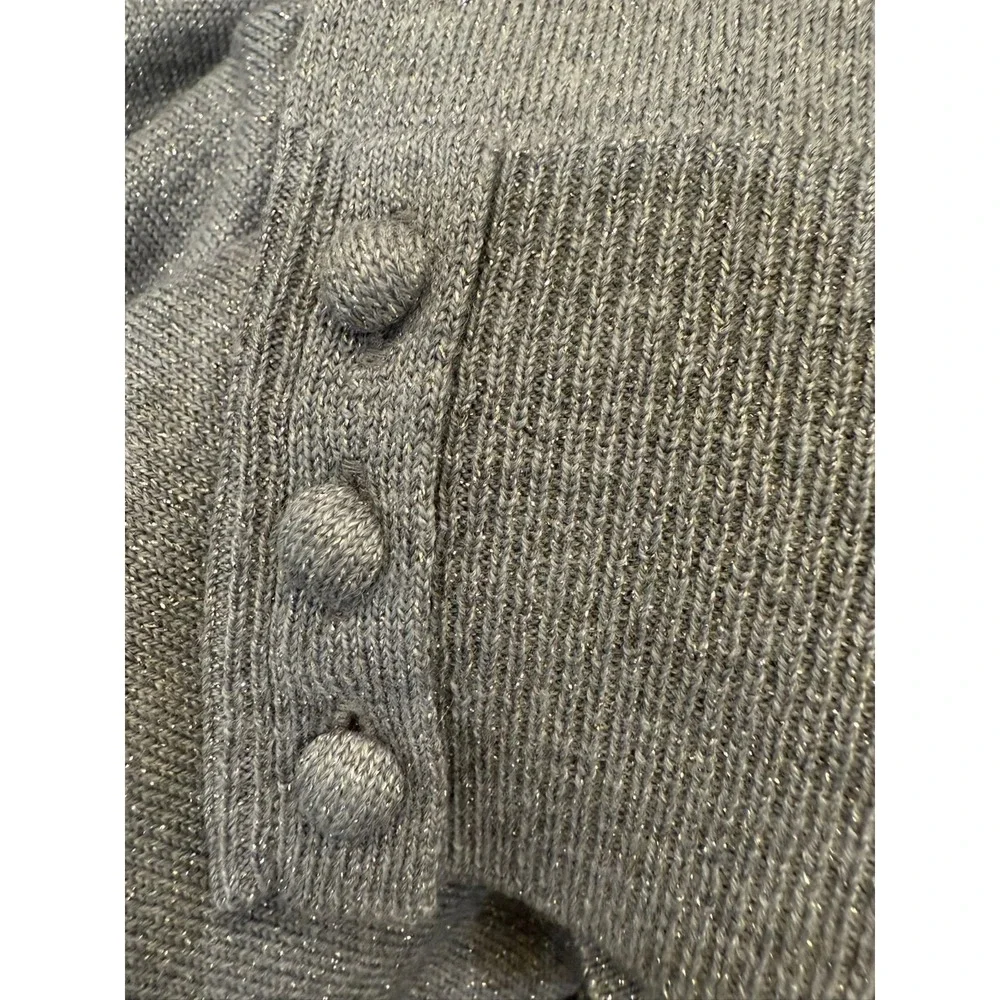 Talbots Plus 2X Silver Metallic Sparkle‎ Cowl Neck Sweater